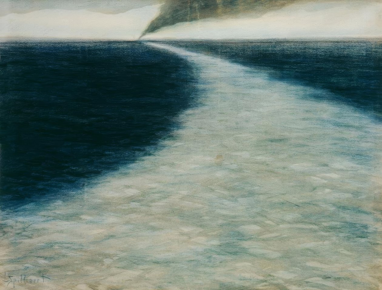 Zeegezicht met kielzog door Leon Spilliaert