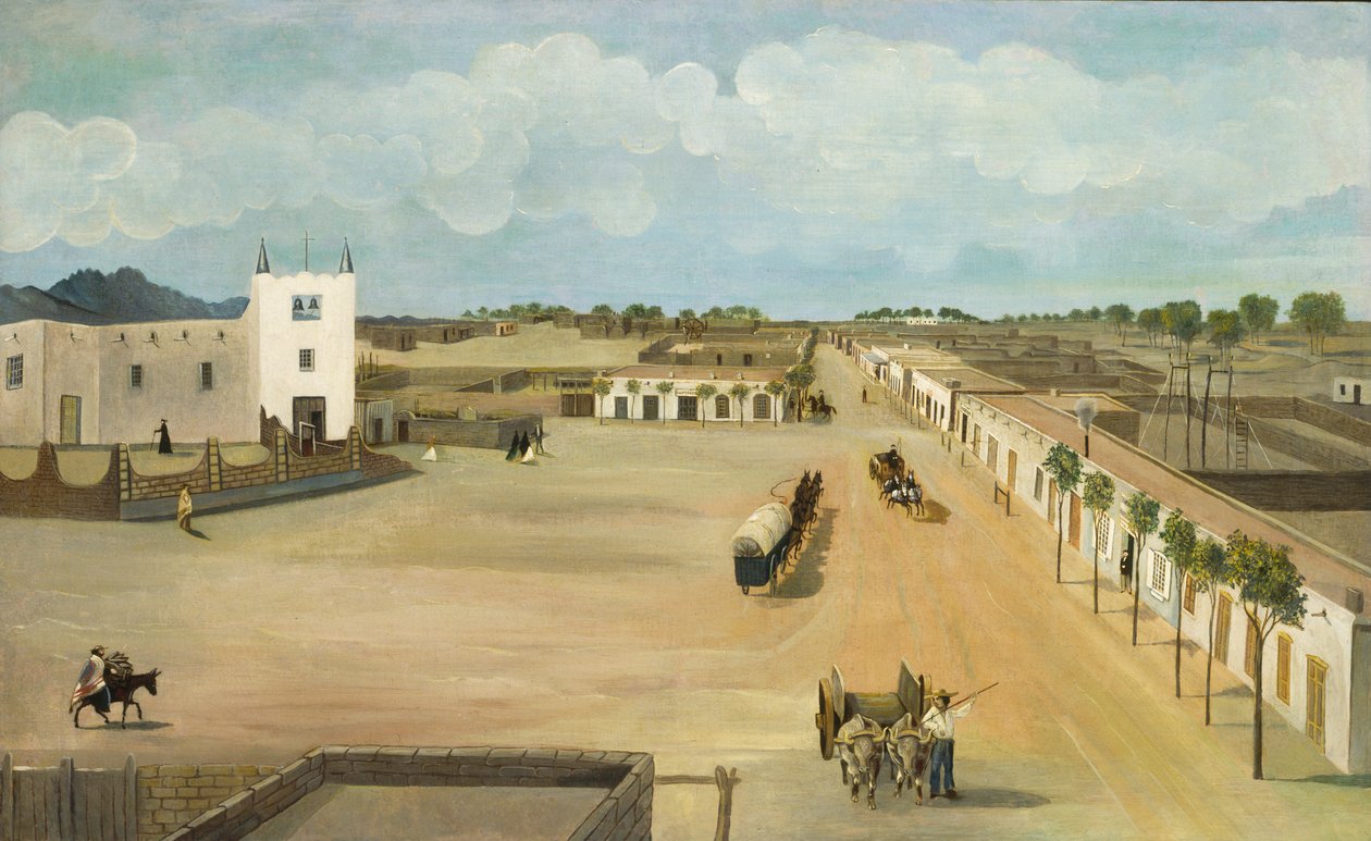 Oude Mesilla Plaza, ca. 1885-1886 door Leon Trousset
