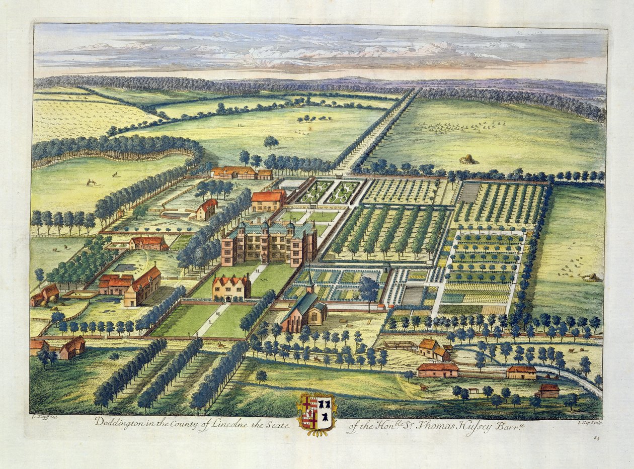 Doddington in het graafschap Lincoln gegraveerd door Johannes Kip (c.1652-1722) door Leonard Knyff