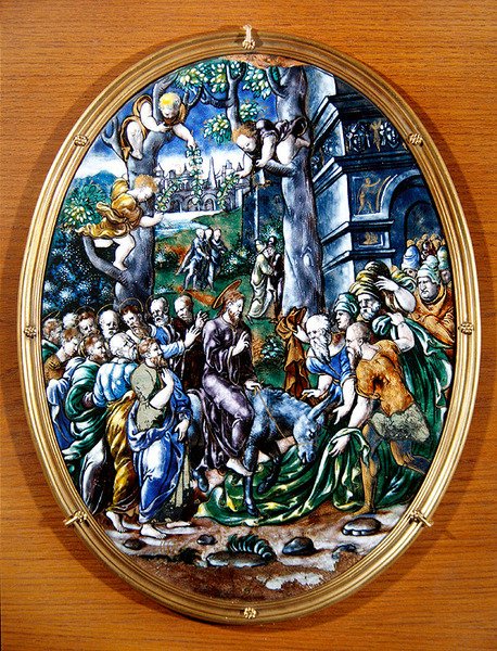 De Intocht van Christus in Jeruzalem, 1557 door Leonard Limosin