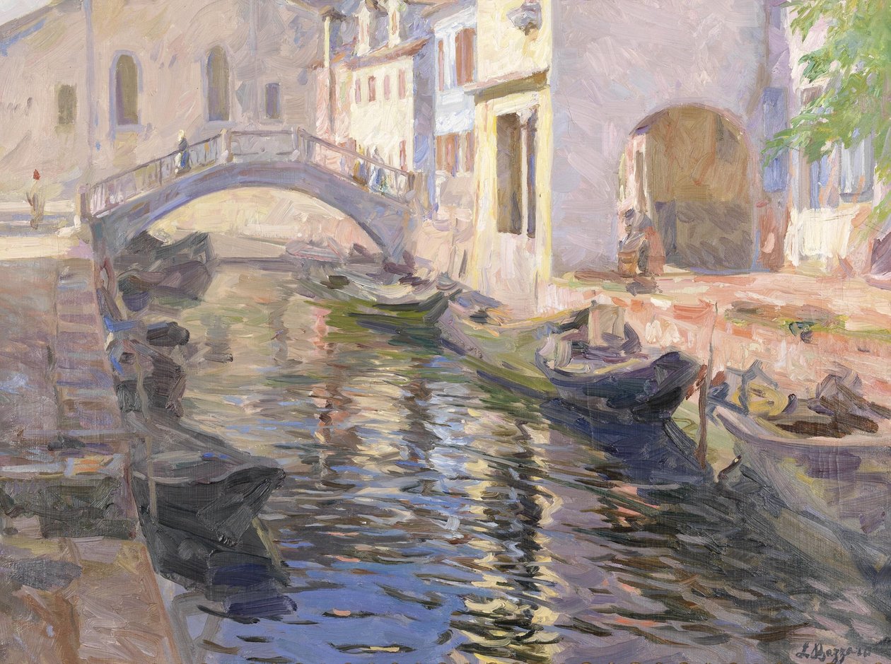Kanaal in Venetië door Leonardo Bazzaro