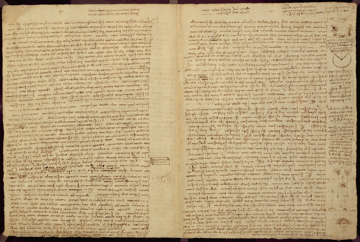 Een pagina uit de Codex Leicester, 1508-12 door Leonardo da Vinci