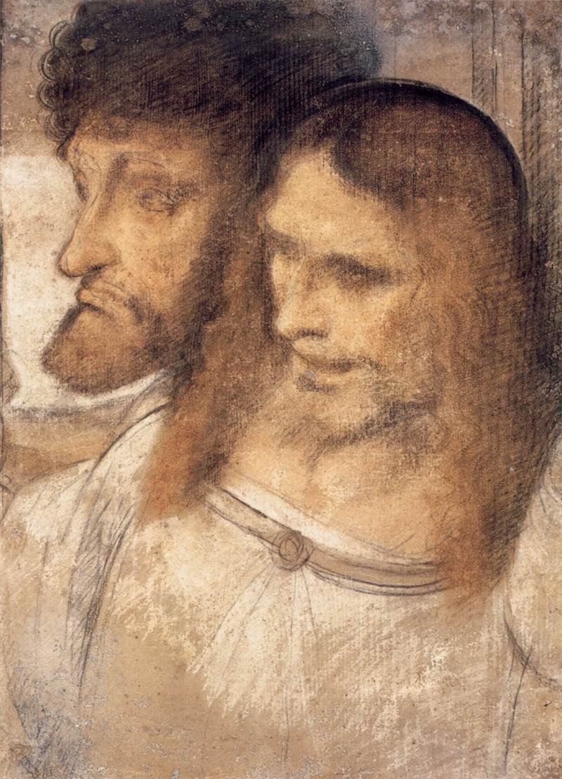 Hoofden van de heiligen Thomas en Jacobus de Meerdere door Leonardo da Vinci