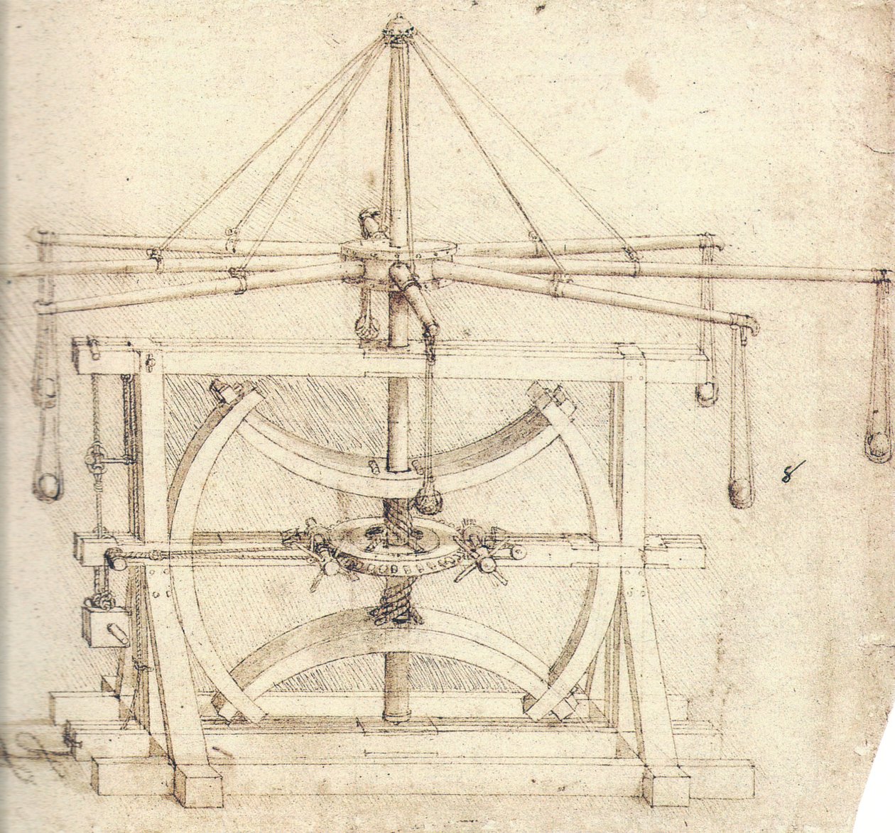 Vliegwiel (mechanica) door Leonardo da Vinci