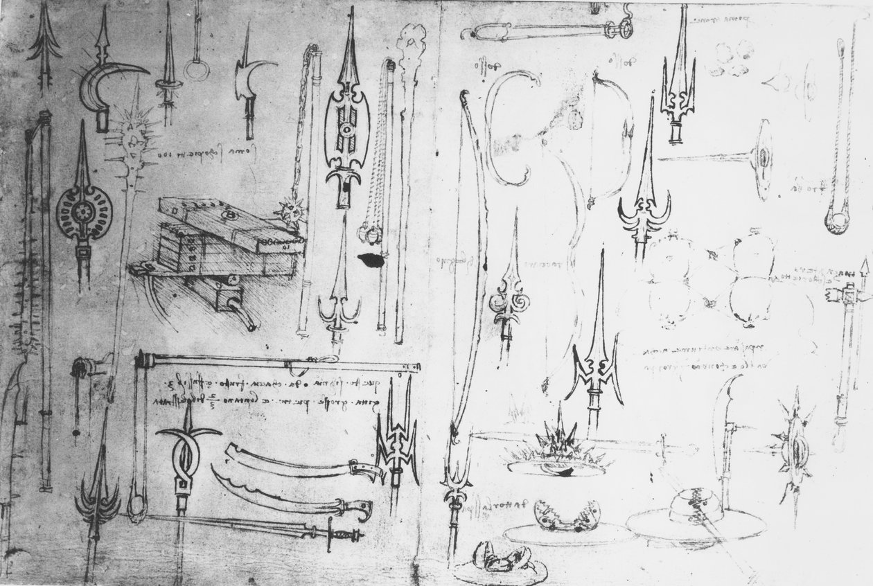 Wapens en schilden, ca. 1487-88 door Leonardo da Vinci