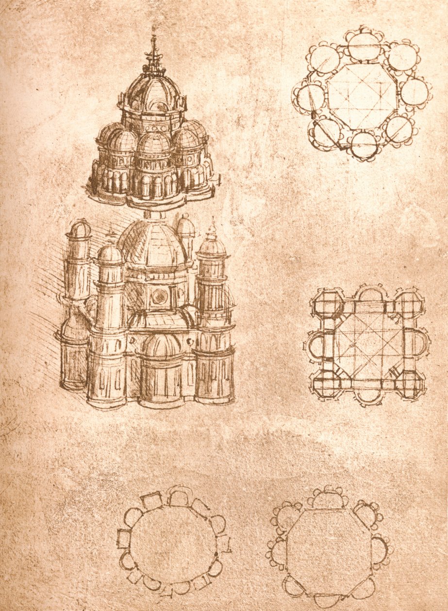 Tekening van kerken, ca. 1472-ca. 1519 1883 door Leonardo da Vinci