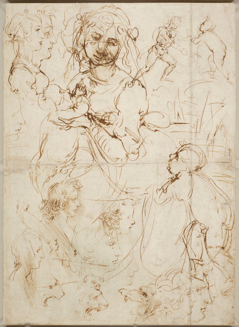 Hoofden en figuren door Leonardo da Vinci