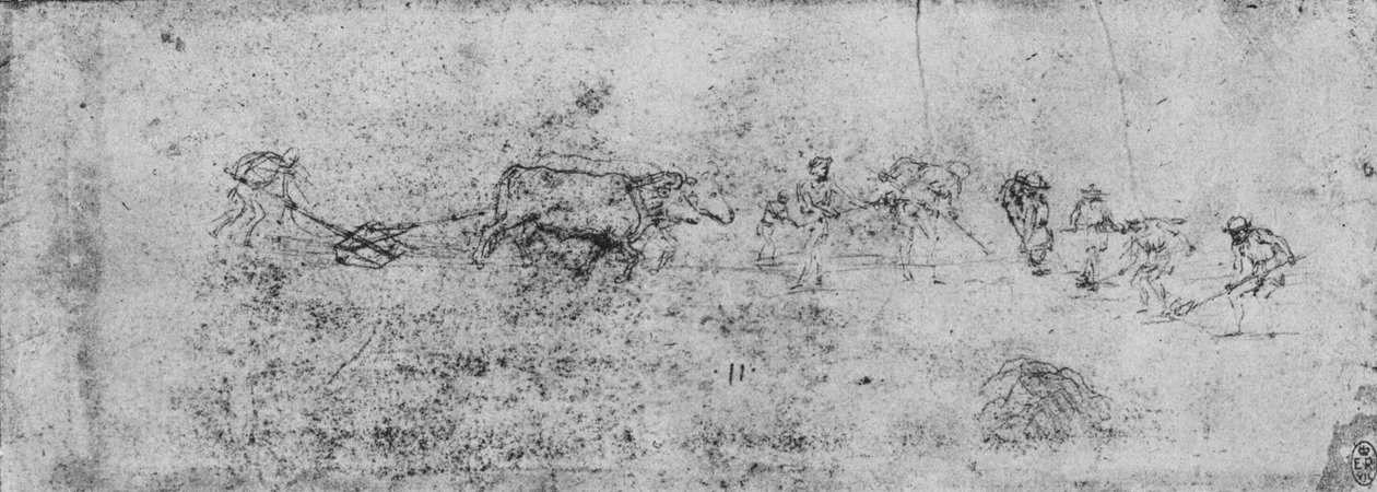 Mannen Ploegen en Graven, c1480 1945 door Leonardo da Vinci