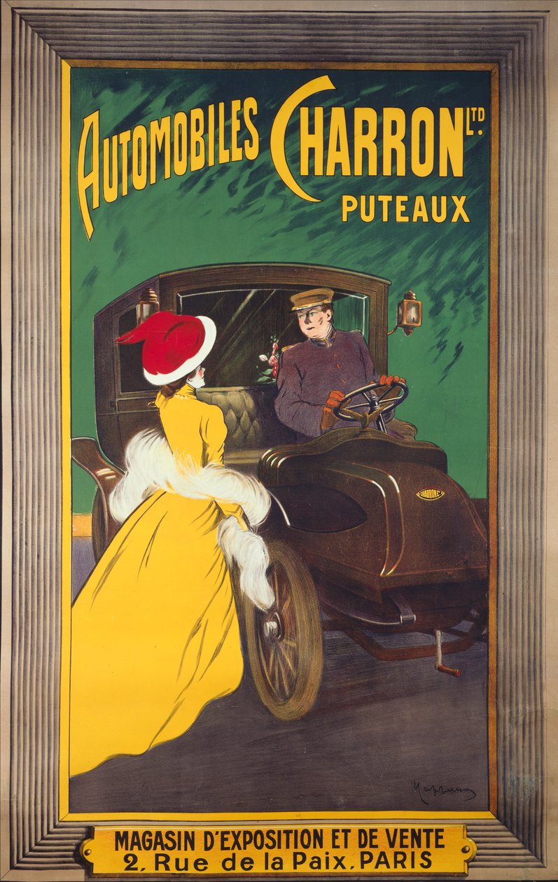Poster die Automobiles Charron in Puteaux adverteert door Leonetto Cappiello