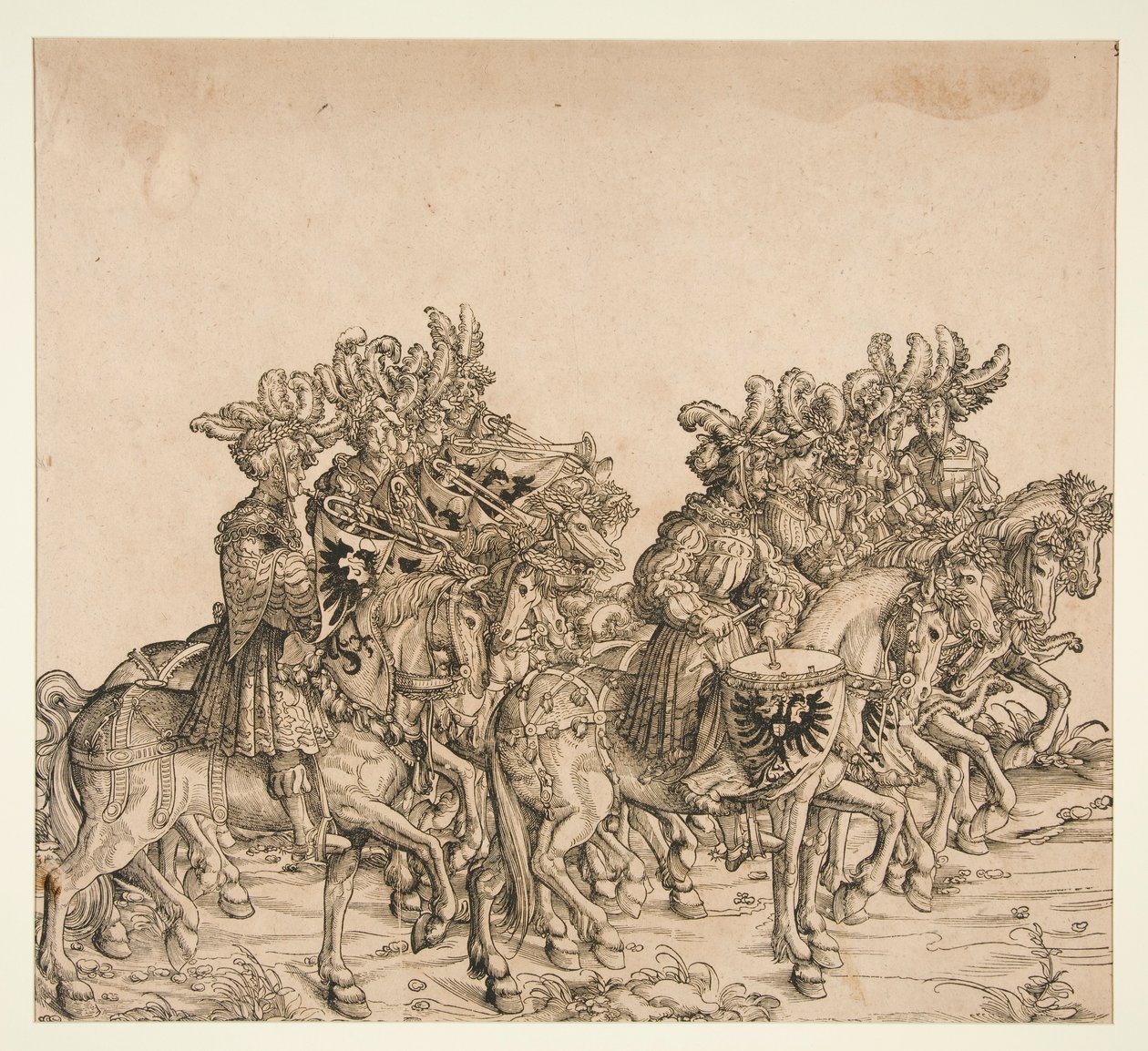 Keizerlijke trompetters door Leonhard Beck
