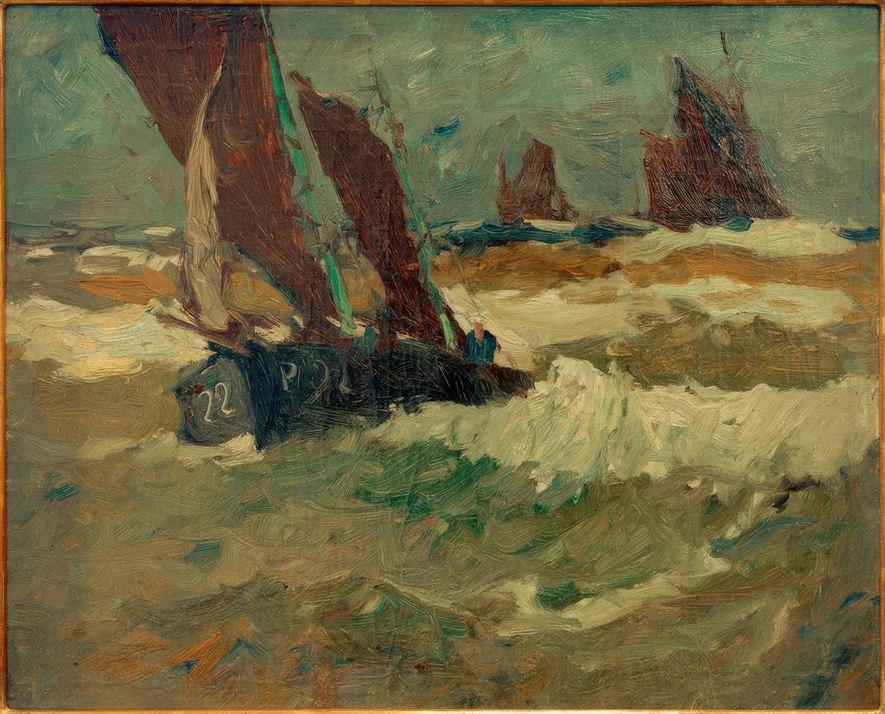 Ewer P 22 op de Elbe door Leonhard Sandrock