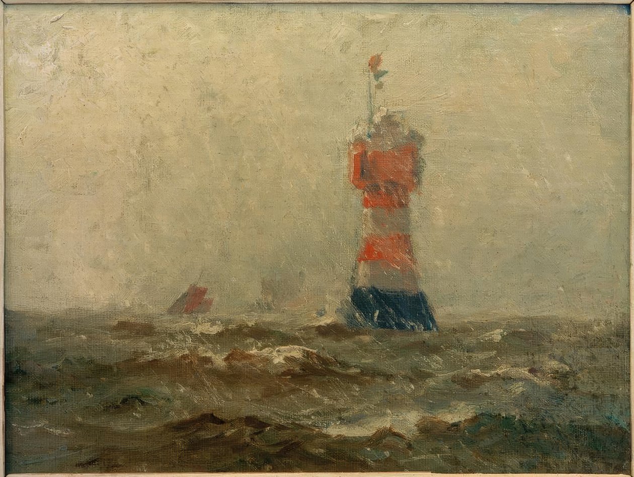 Vuurtoren Roter Sand in de monding van de Wezer door Leonhard Sandrock