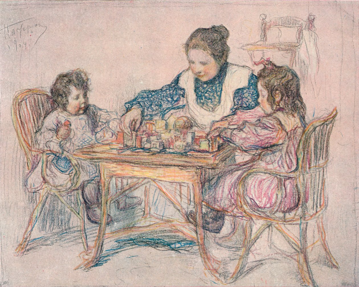 Tekening door Leonid Pasternak, 1904, 1906 door Leonid Osipovic Pasternak