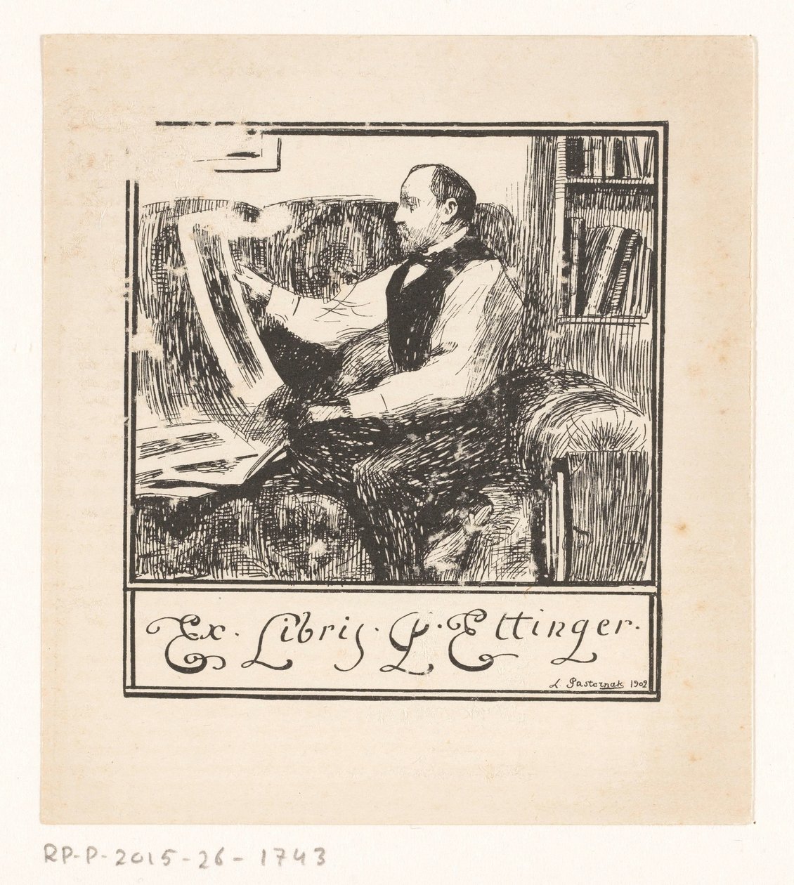 Ex libris van Pawel Ettinger door Leonid Osipovisch Pasternak