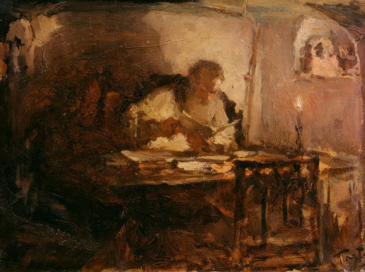 Leo Tolstoj in zijn werkkamer door Leonid Osipovic Pasternak