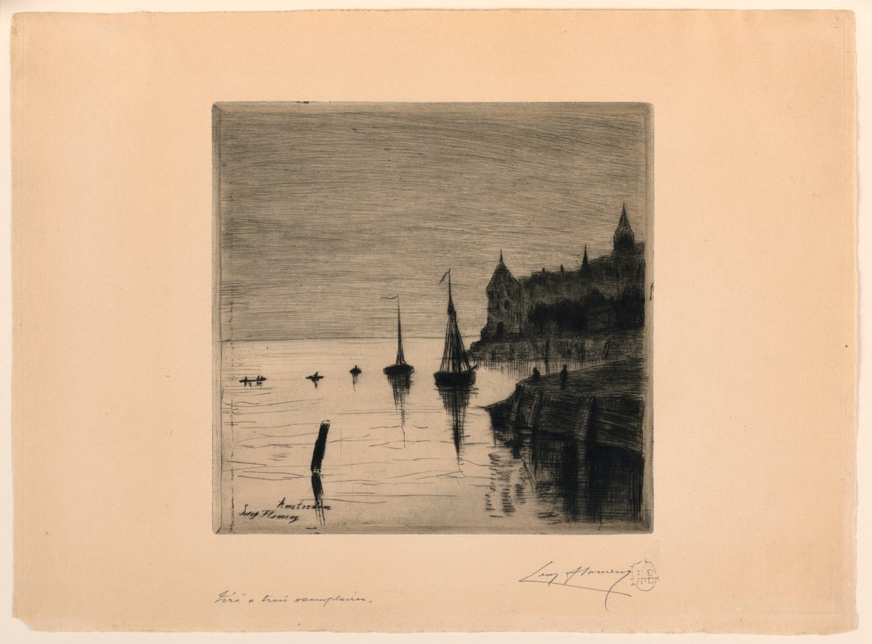 Uitzicht op Amsterdam door Leopold Flameng