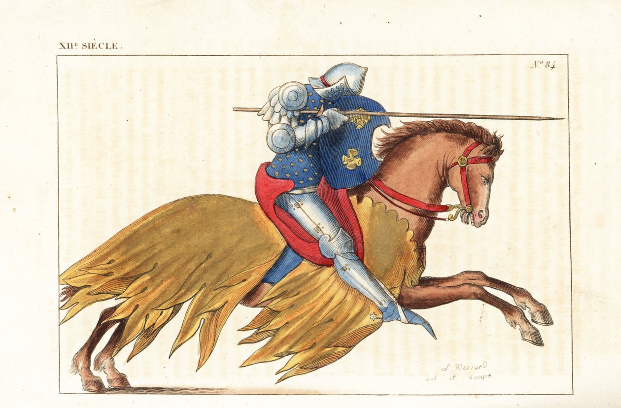 Engelse cavalerie chargeert met lans door Leopold Massard