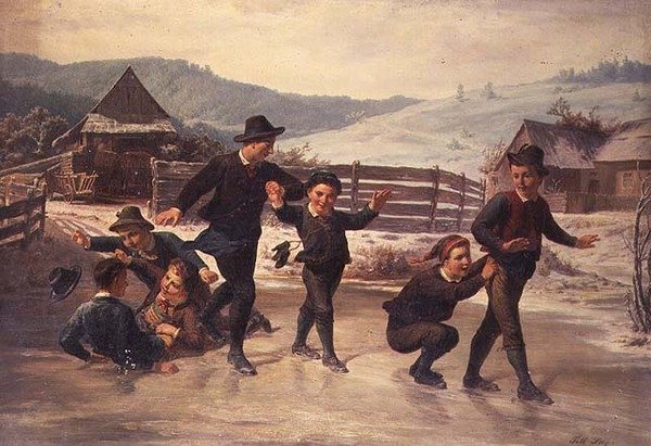 Kinderen schaatsen door Leopold Till