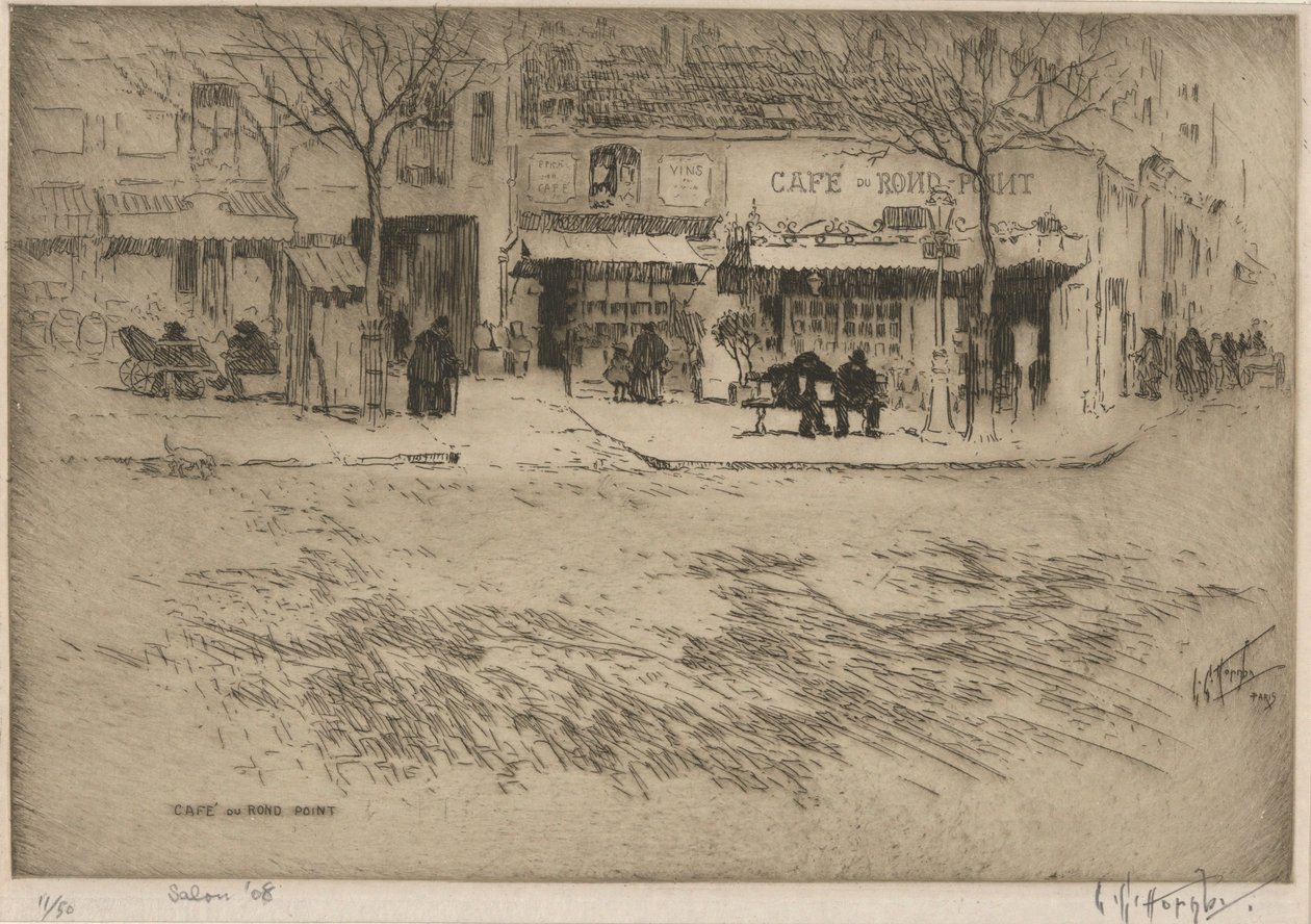 Cafe du Rond Point door Lester George Hornby