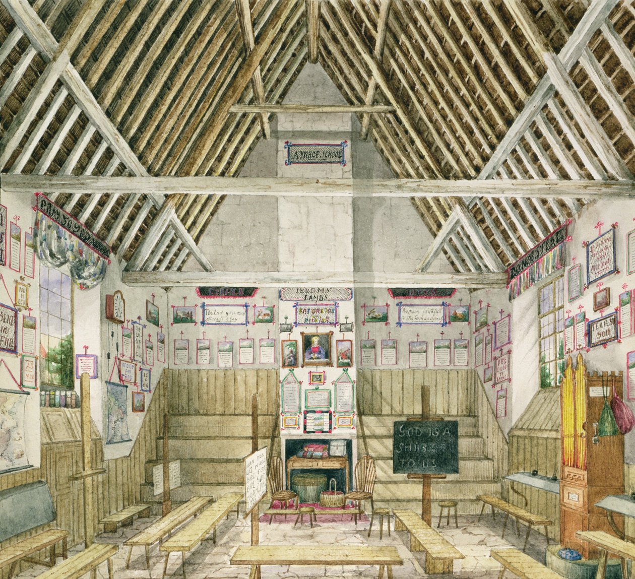 De dorpsschool, Aynhoe, 1845 door Lili Cartwright