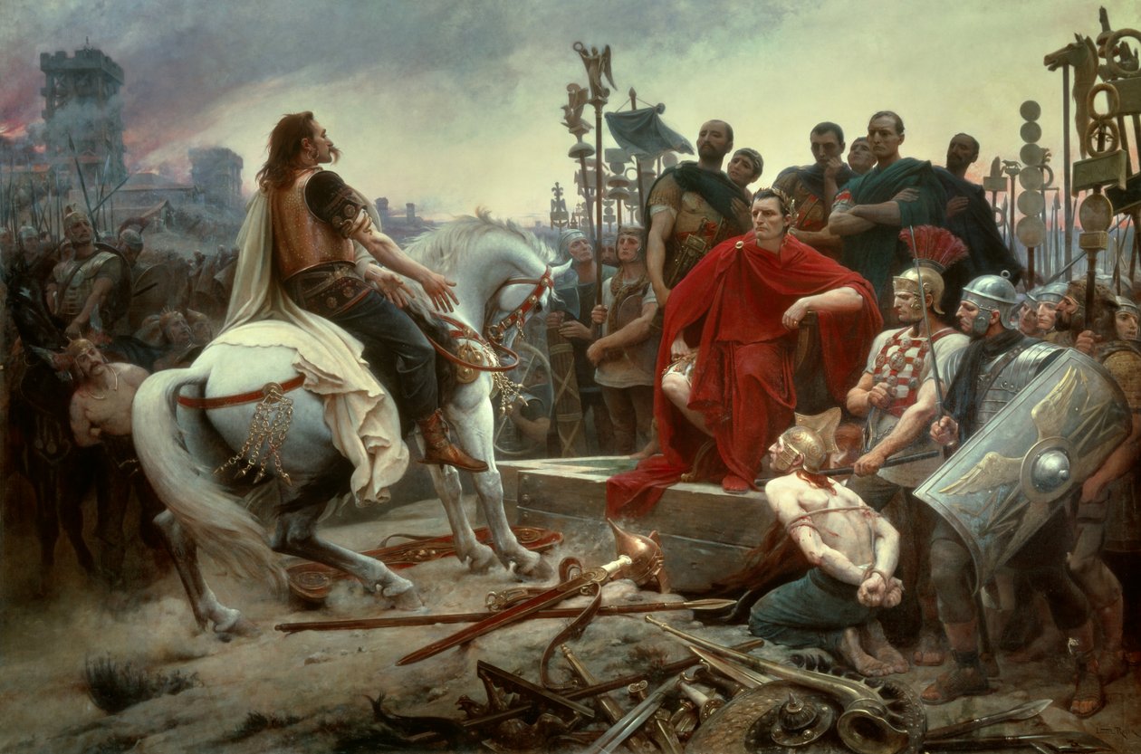 Vercingetorix geeft zich over aan Caesar door Lionel Noel Royer