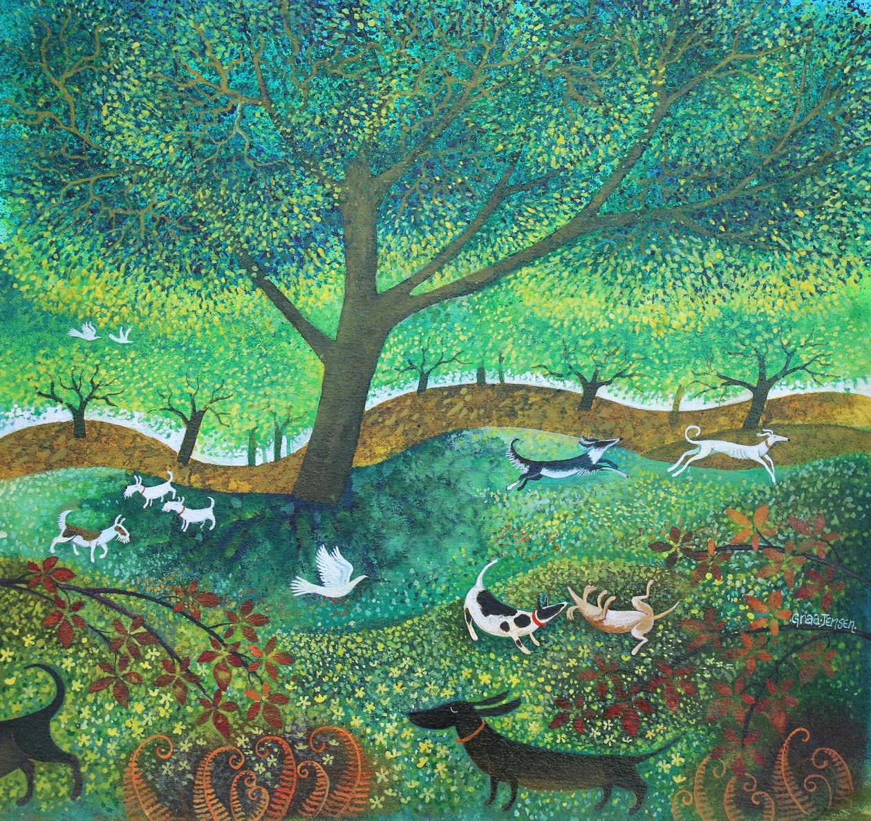 Hondsdagen, 2024 (acrylverf op linnen) door Lisa Graa Jensen