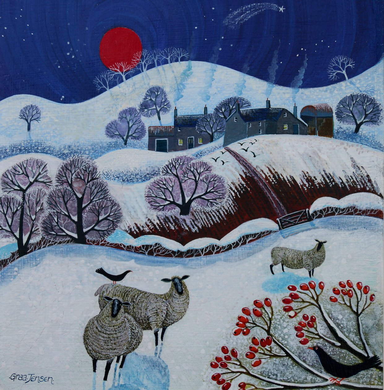 Snowy Times, 2025 (acrylverf op linnen) door Lisa Graa Jensen