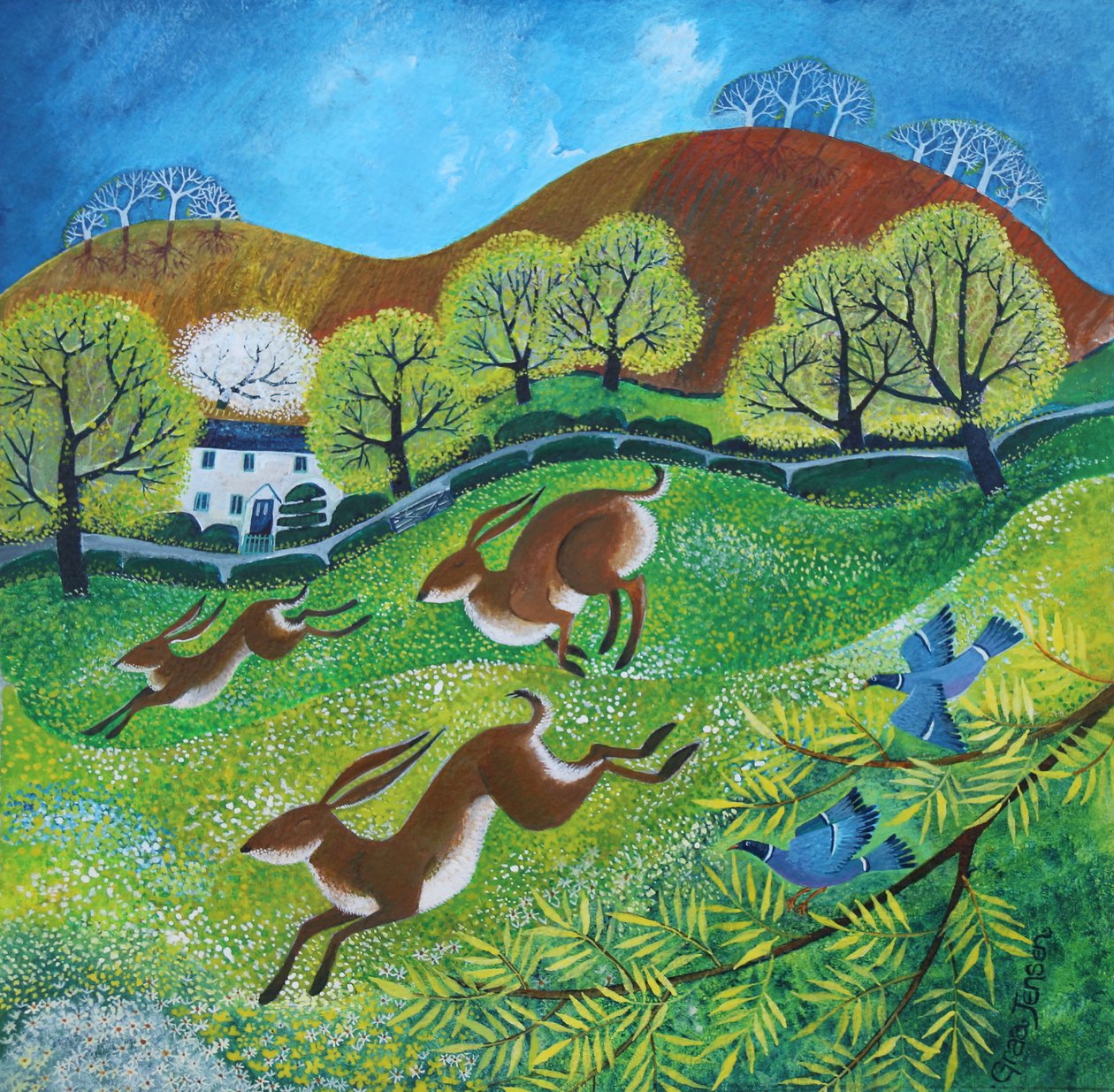 Lentehazen, 2025 (acrylverf op linnen) door Lisa Graa Jensen