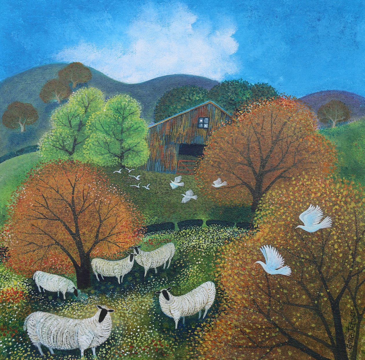 De kudde, 2024 (acrylverf op doek) door Lisa Graa Jensen