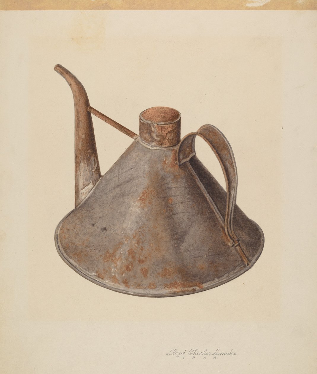 Oliekan met tuit, ca. 1938 door Lloyd Charles Lemcke