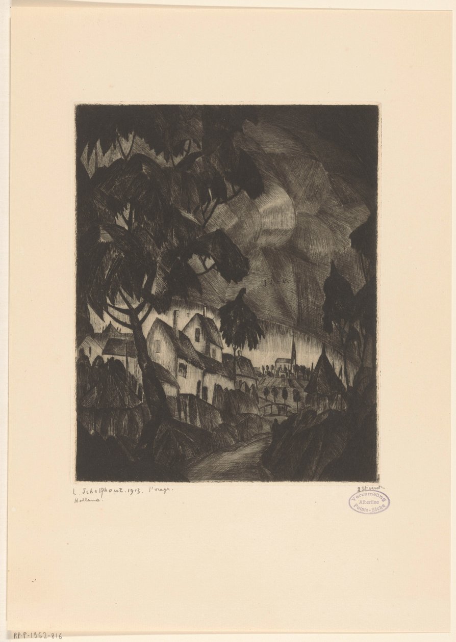 Onweersbui door Lodewijk Schelfhout (signed by artist)