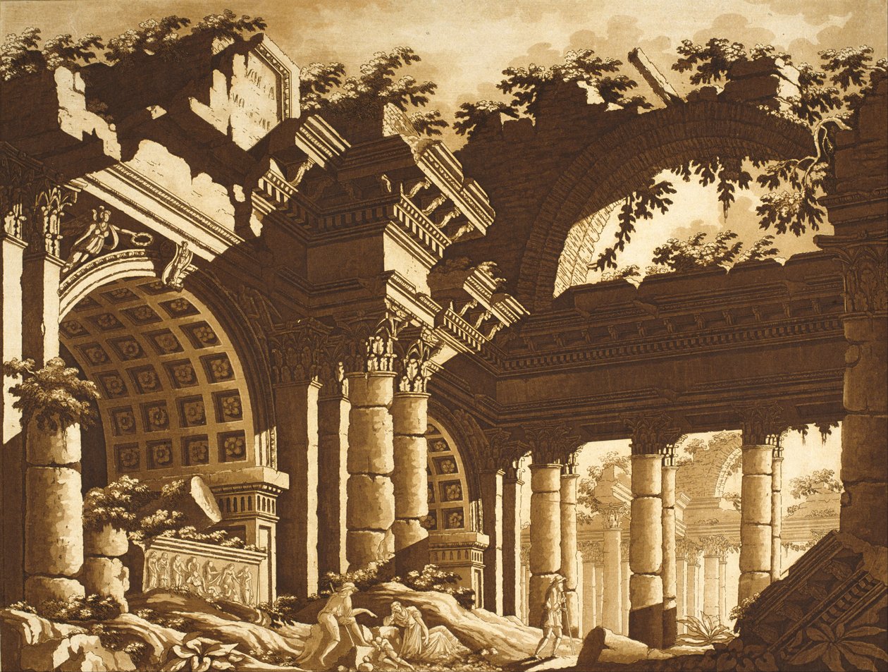 Ruïnes van een Tempel door Lodovico Pozzetti