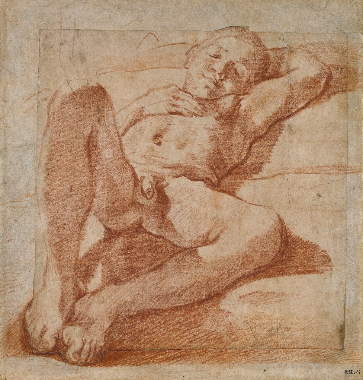 Studie van een naakte jongen, 1575-1619 door Lodovico Carracci