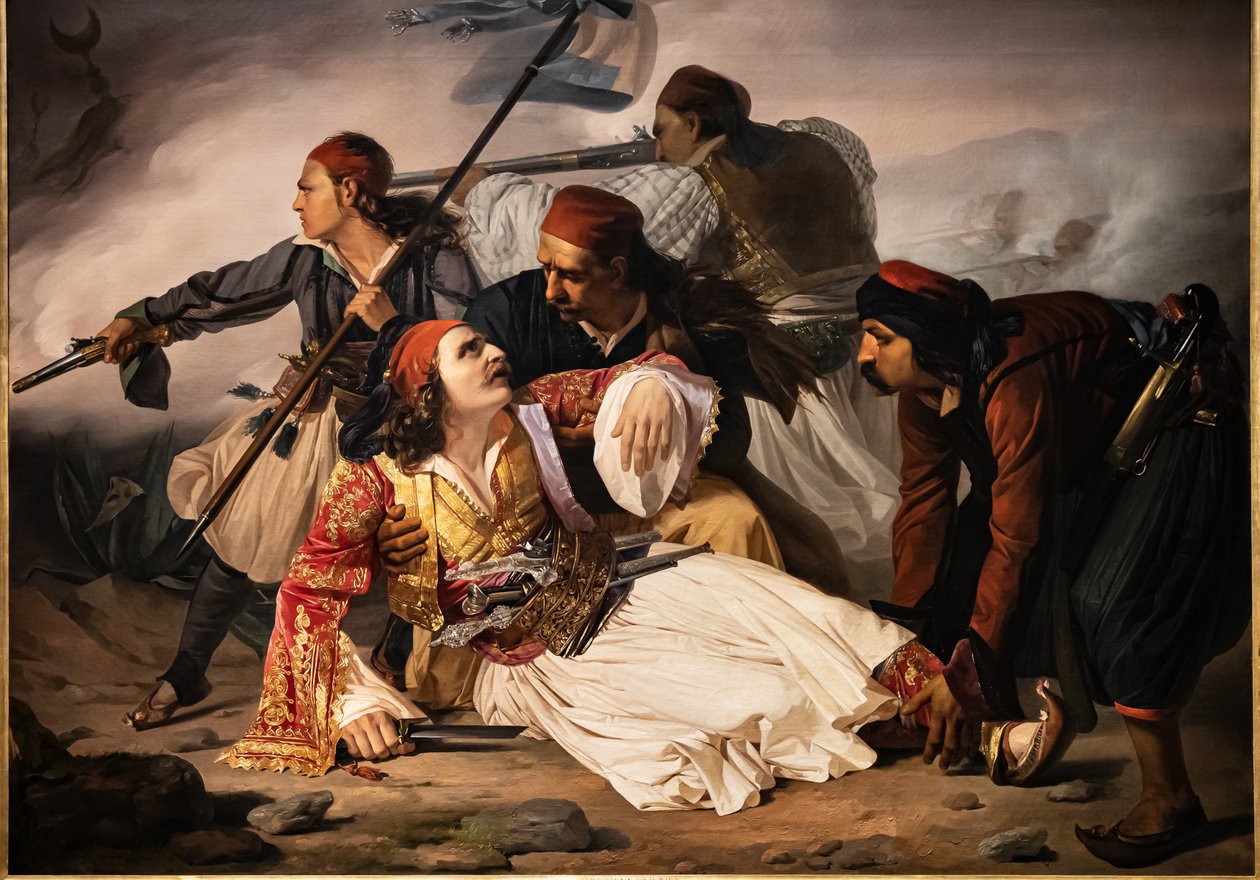De dood van Marco Botzaris, c.1841 door Lodovico Lipparini