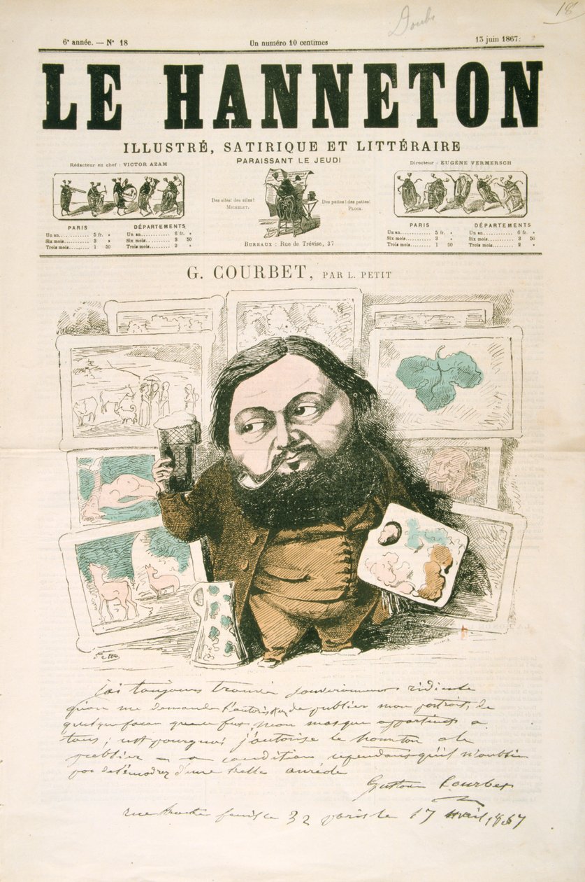 Gustave Courbet, Franse schilder, 1867 door Léonce Justin Alexandre Petit