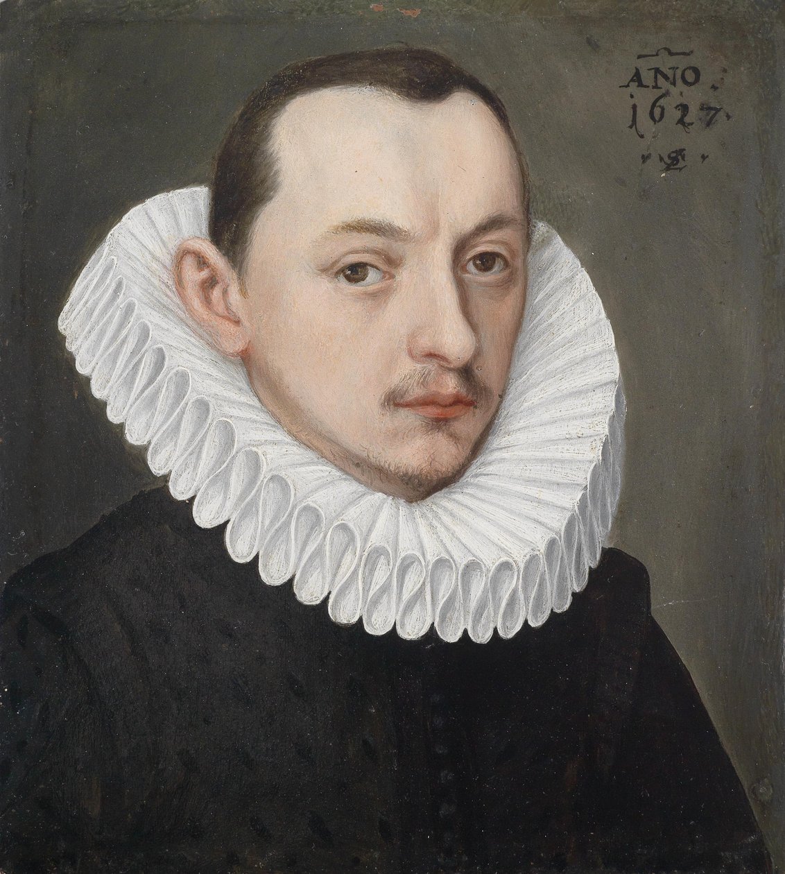 Portret van een heer met molensteenkraag door Lorenz Strauch