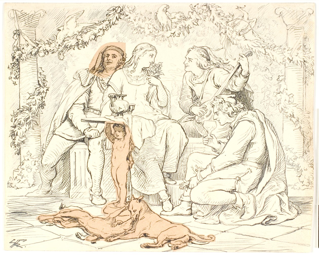 Het hof van liefde in Narbonne door Lorenz Frølich
