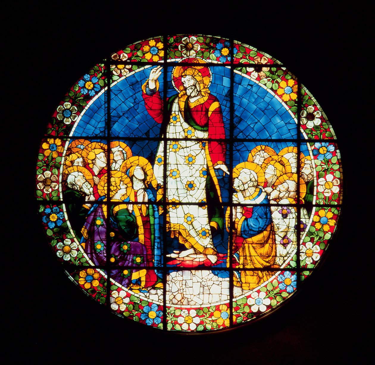 Oculus die de Hemelvaart van Christus afbeeldt, 1443-5 (glas-in-lood) door Lorenzo Ghiberti