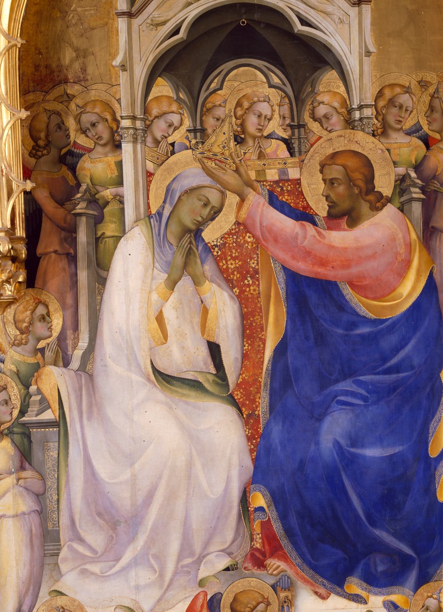 De Kroning van de Maagd, detail (Christus kroont de Maagd), 1414 door Lorenzo Monaco