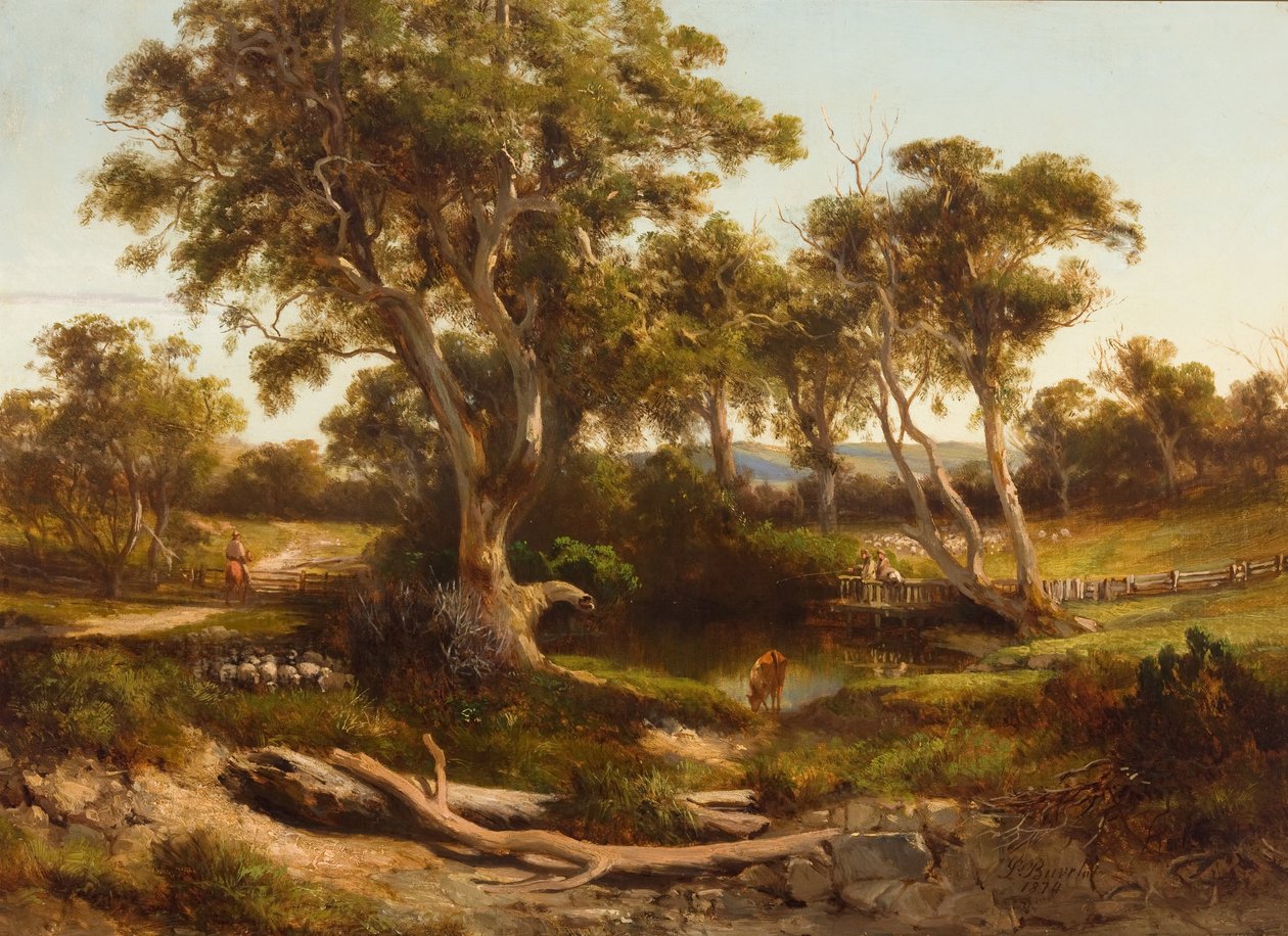 Schapenwas in het westelijke district door Louis Buvelot