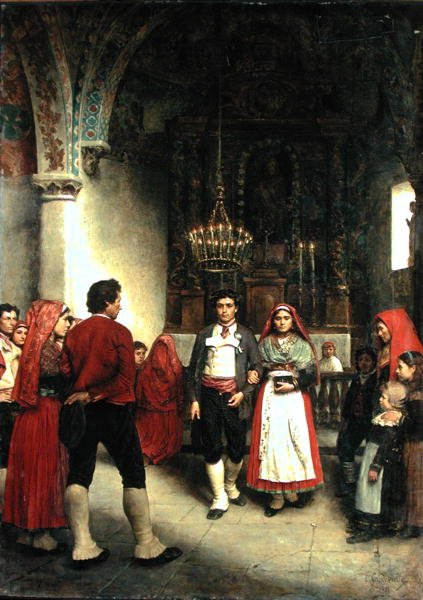 Een bruiloft in Laruns, 1881 door Louis Capdevielle