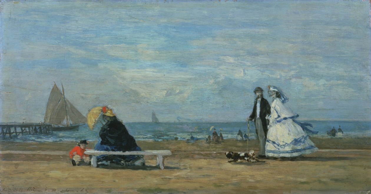 Strand van Trouville door Eugene Louis Boudin