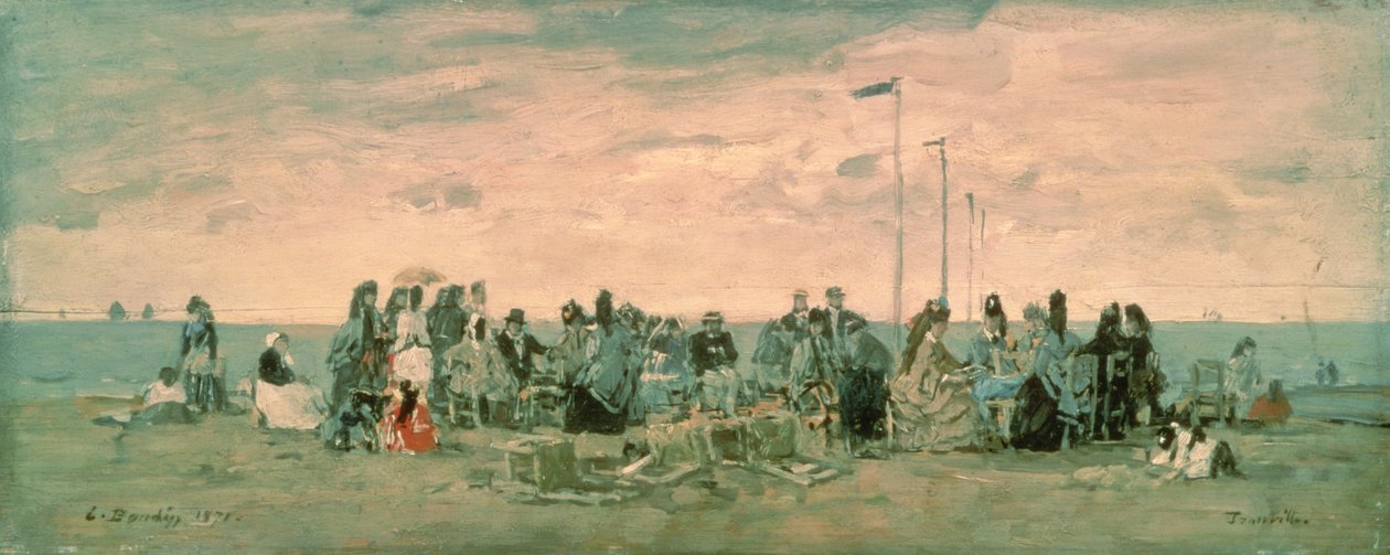 Het strand door Eugene Louis Boudin