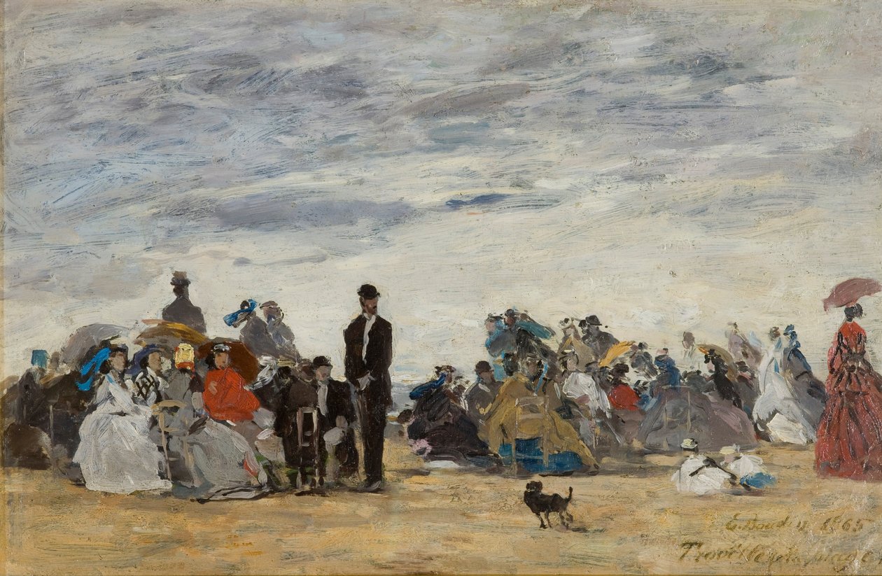 Het Strand bij Trouville door Eugene Louis Boudin