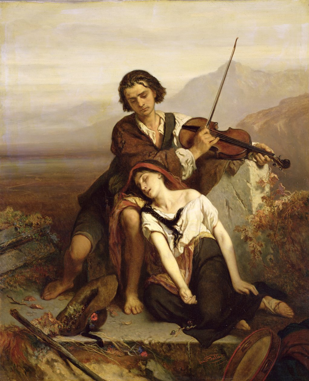 Troost in verdriet, c.1852 door Louis Gallait