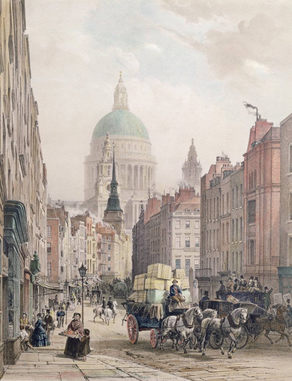 Fleet Street, c.1850 door Louis Jules Arnout