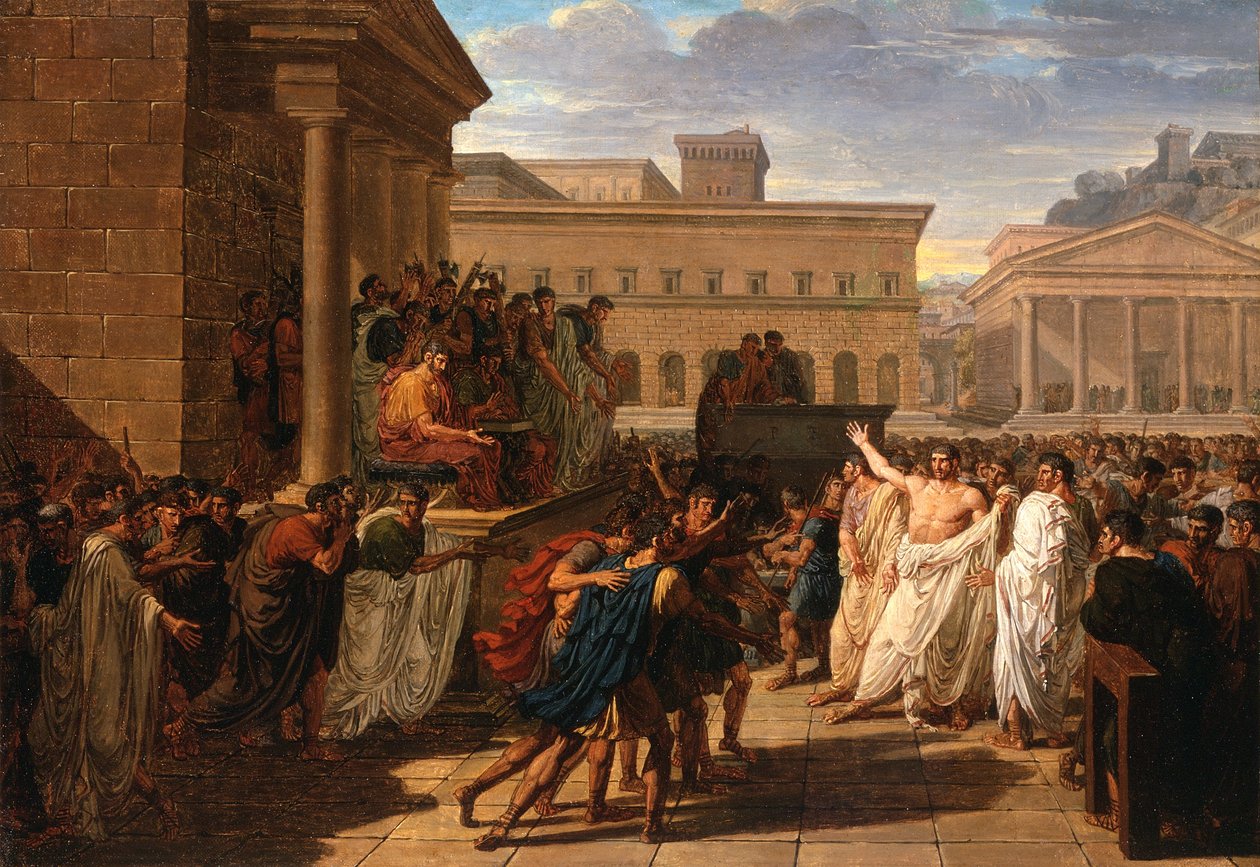 Brutus luistert naar de ambassadeurs van de Tarquins door Louis Lafitte