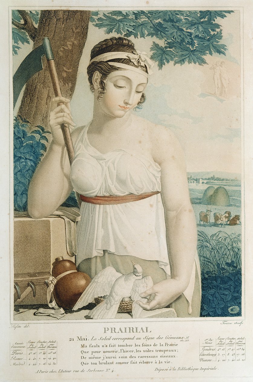 Prairial (Mei-Juni), negende maand van de Republikeinse Kalender, gegraveerd door Tresca, c.1794 door Louis Lafitte