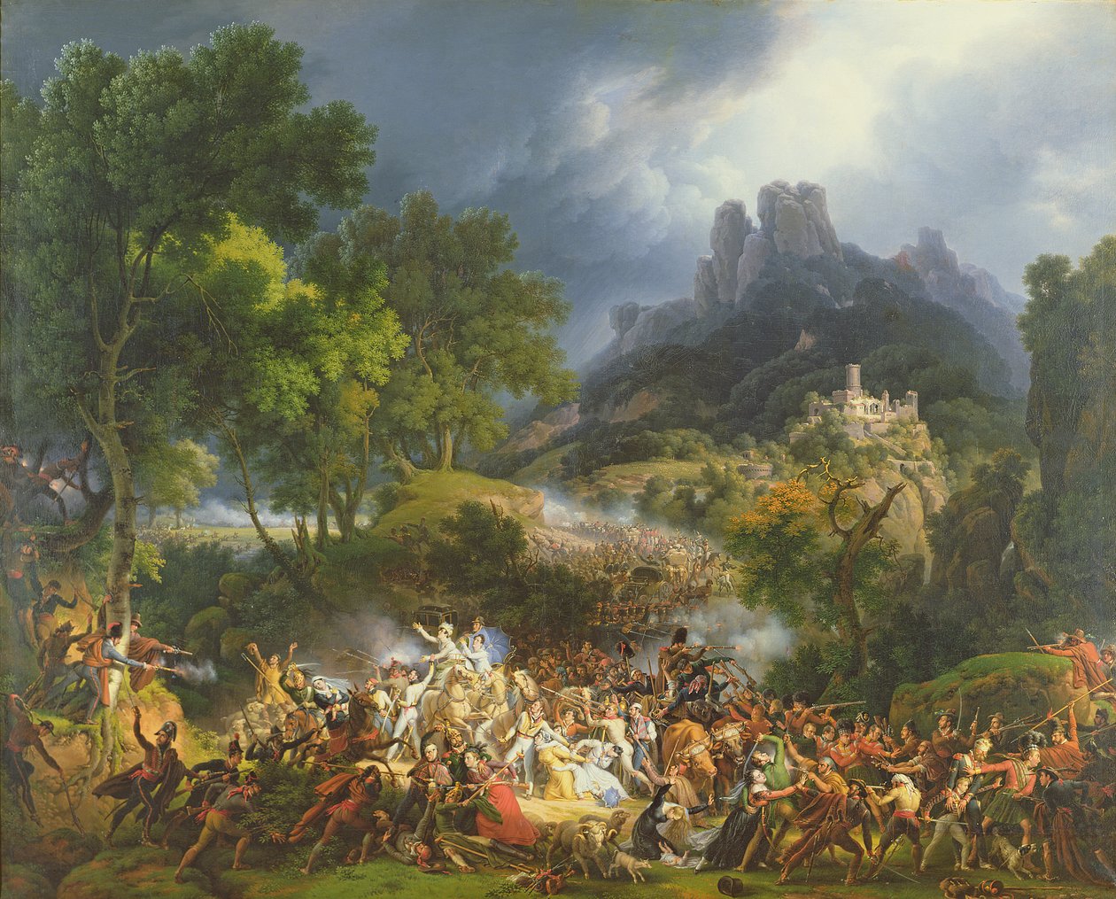 Aanval op een groot konvooi bij Salinas, Biscay, 25 mei 1812 door Louis Lejeune