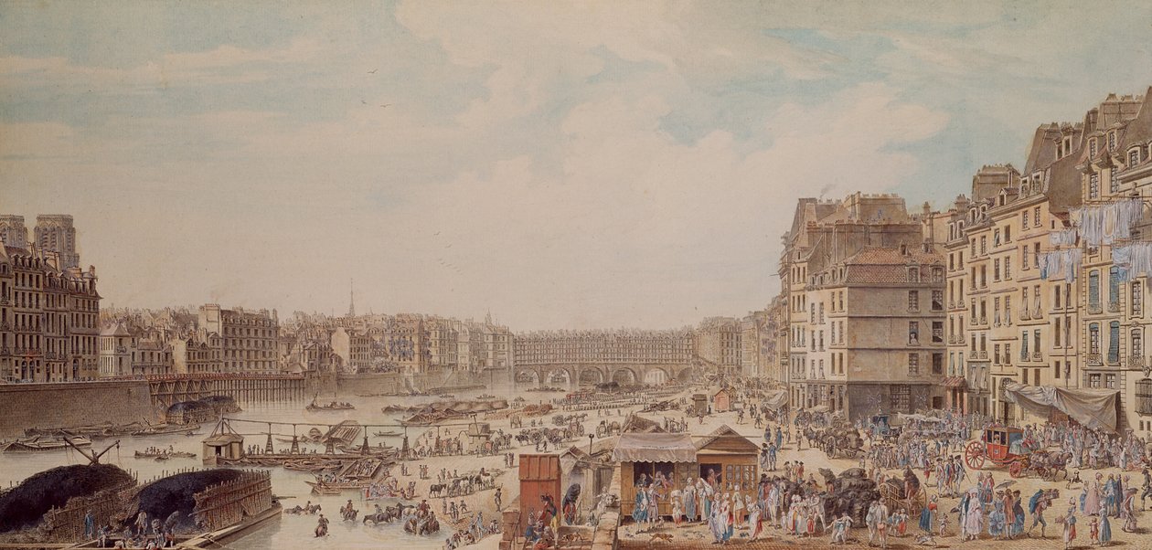 De Port au Ble en de Pont Notre-Dame, 1782 door Louis Nicolas de Lespinasse